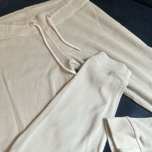 Leallo Mens Mint Grey Ribbed Drawstring Joggers Size Small